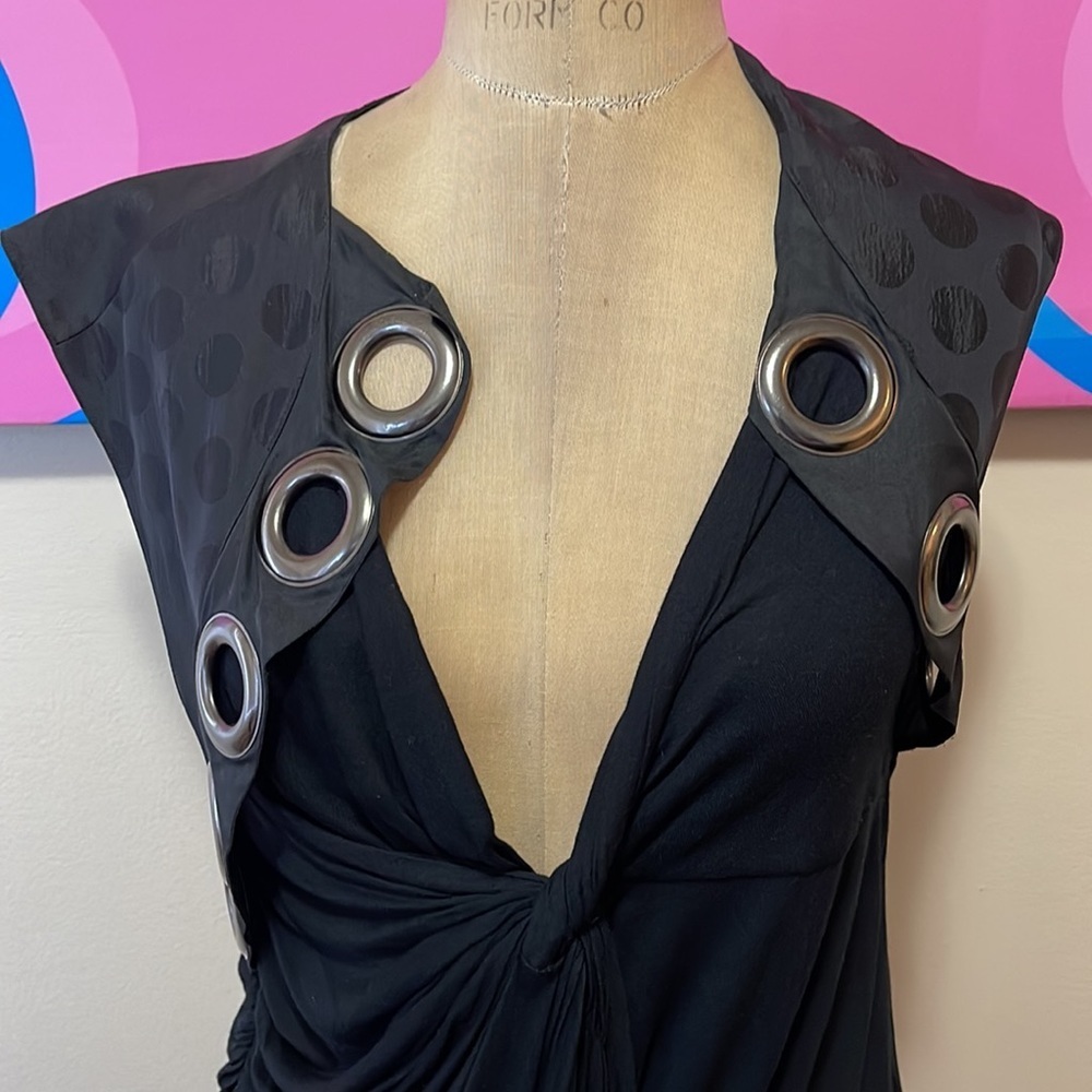 Givenchy Black Draped Jersey Grommet Blouse - Picture 3 of 14